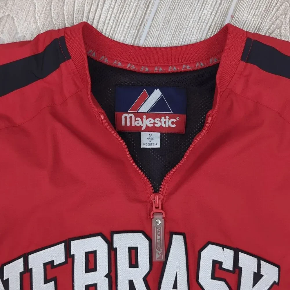 Vintage 90s Majestic Men's S Nebraska Cornhuskers Full Zip Red Jacket Windbreake